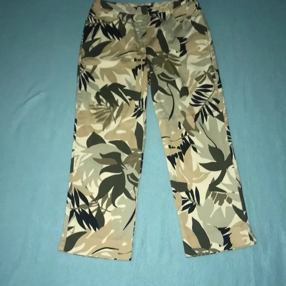 Hilliard & Hanson crop pants stretchy jungle print size 8 - Picture 1 of 5